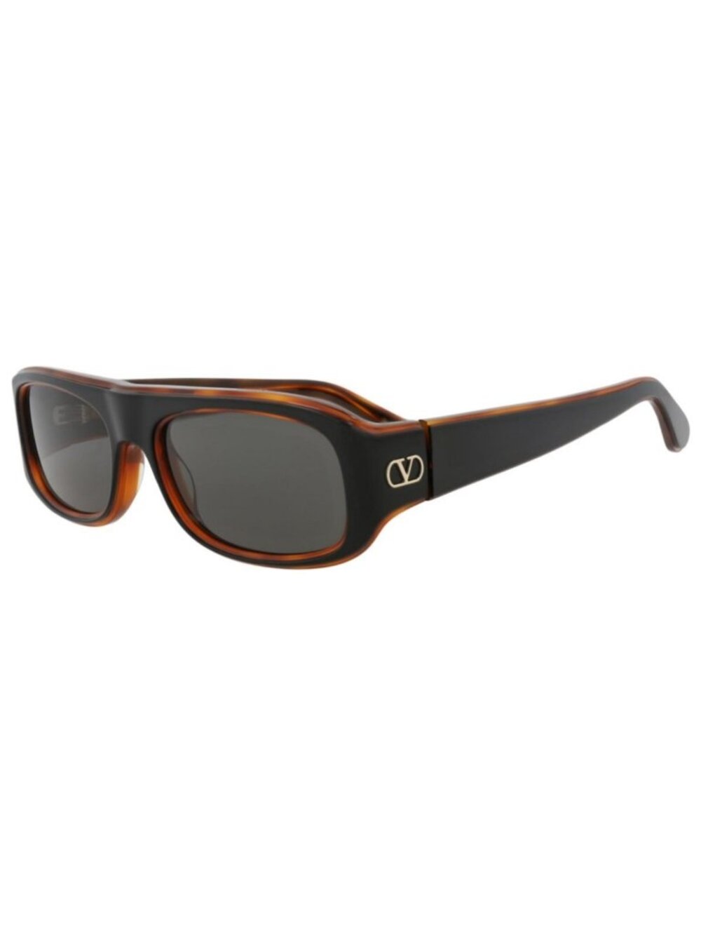 New Valentino Unisex Square/Rectangle Black Havana Black Havana Grey Fashion Des